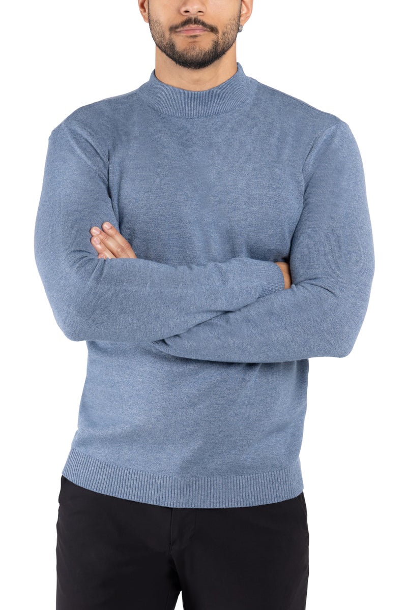 X RAY Mens Mock Neck Sweater, Soft Slim Fit Pullover Top, Basic Mock Neck Sweater for Men, Heather Slate, X-Large - Image 5